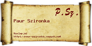 Paur Szironka névjegykártya